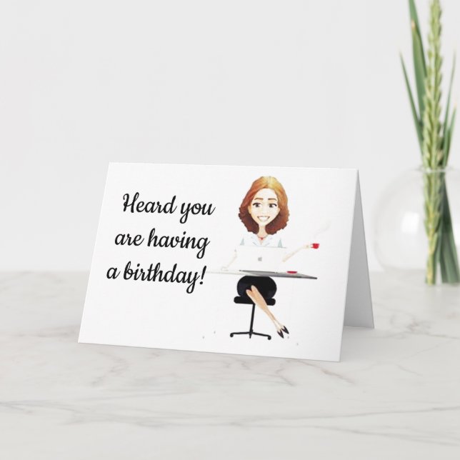 CARTE ***JOLIE DAME DE TRAVAIL FÊTE VOTRE ANNIVERSAIRE** (Devant)