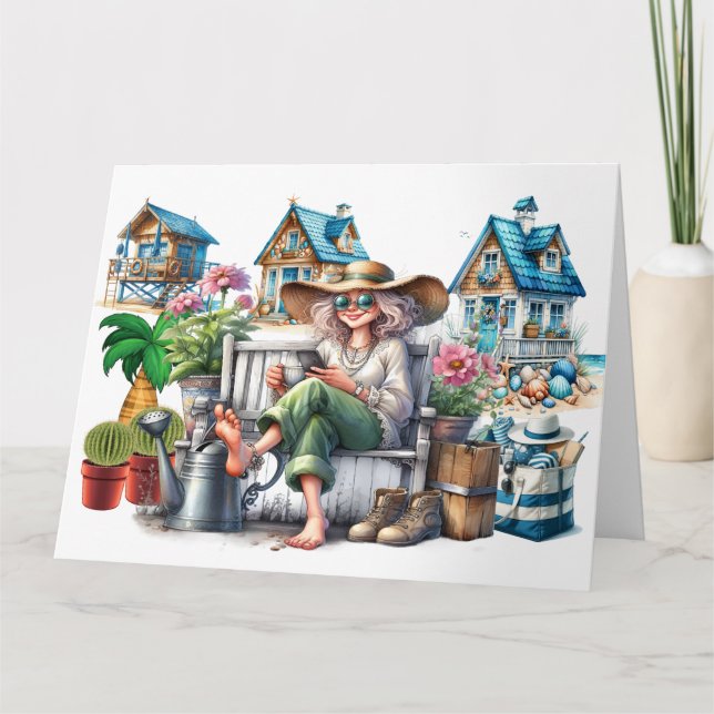 Carte Jolie Dame Senior - Voir À L'Intérieur - (Devant)