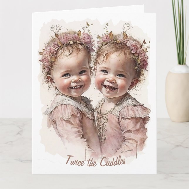 Carte Jolie et mignonne Soeurs et jumeaux Anniversaire (Devant)