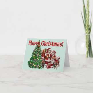 Carte Jolie famille de rats de Noël
