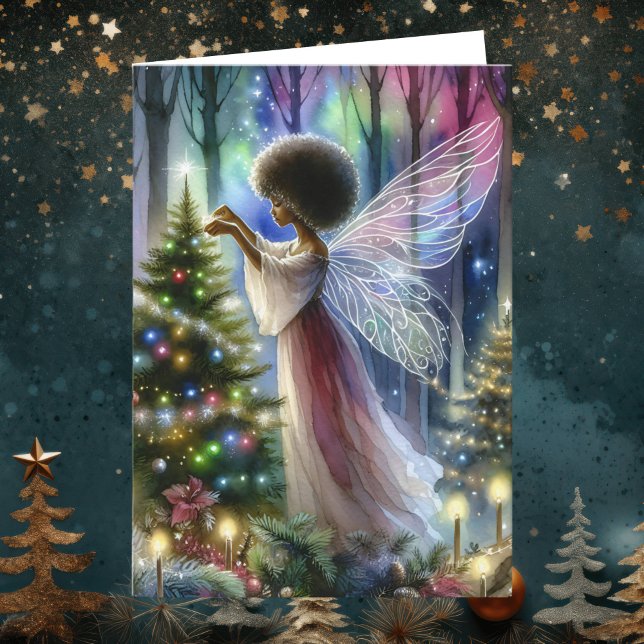 Carte Jolie fée décorant l'arbre de Noël  (Créateur téléchargé)