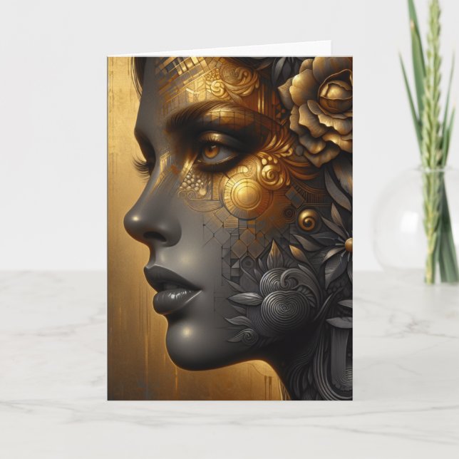 Carte Jolie femme en or | Non personnalisé (Devant)