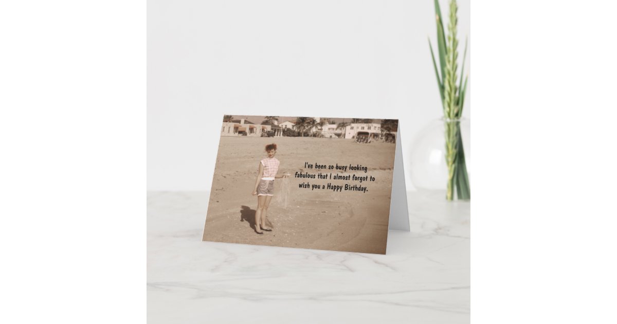 Carte Jolie Femme Sur L Humour D Anniversaire De Plage Zazzle Ca
