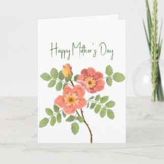 Carte Jolie Fête des Mères Florales de Corail Rose
