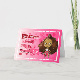 Carte Jolie fille afro-américaine anniversaire