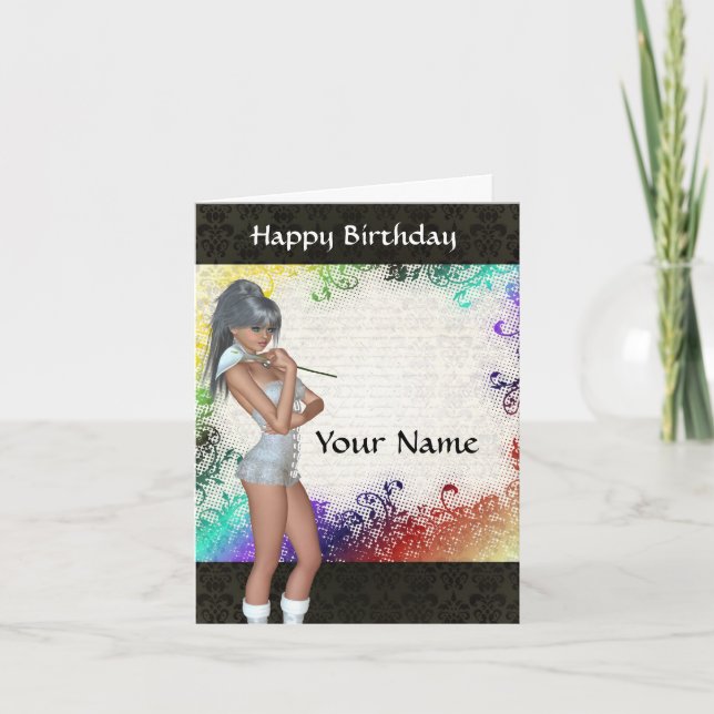 Carte Jolie fille avec l'anniversaire de lily (Devant)