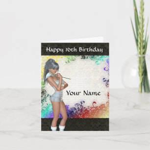 Carte Jolie fille avec lily 16e anniversaire