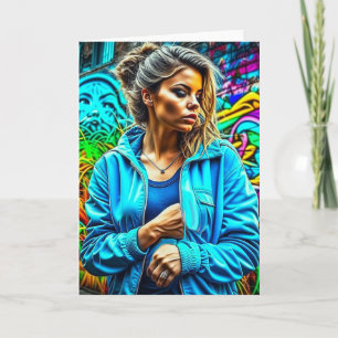 Carte Jolie fille de l'art de rue graffiti urbain