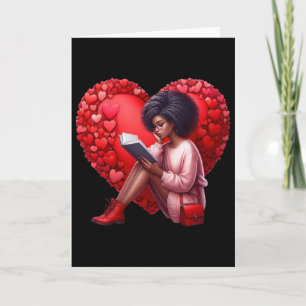 Carte Jolie fille de livre de la Saint-Valentin avec une