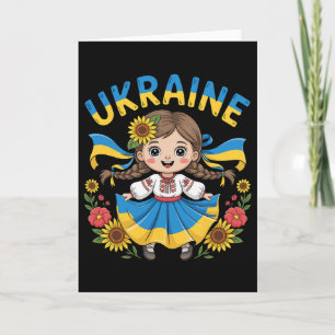 Carte Jolie fille d'Ukraine tenue traditionnelle avec to