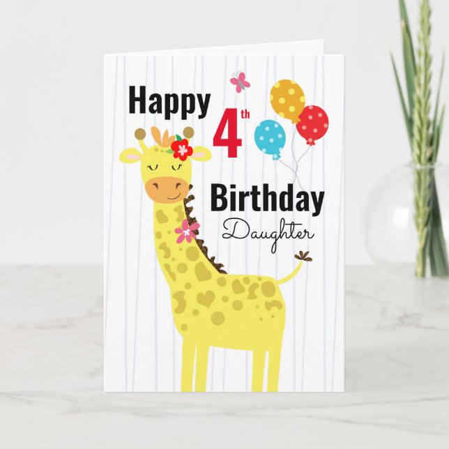 Carte Jolie fille Giraffe d'anniversaire (Devant)