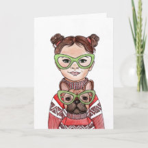 Jolie Fille & Lunettes Assorties Bouledogue França