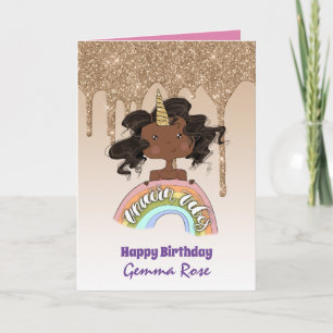 Carte Jolie fille noire Anniversaire - Beaucoup de thème