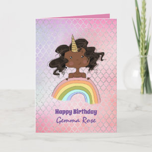 Carte Jolie fille noire Anniversaire - Beaucoup de thème
