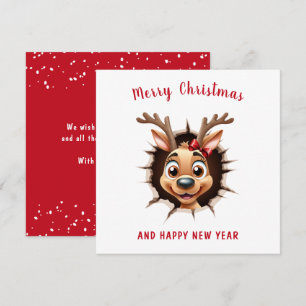 Carte Jolie Fille Rindeer Noël
