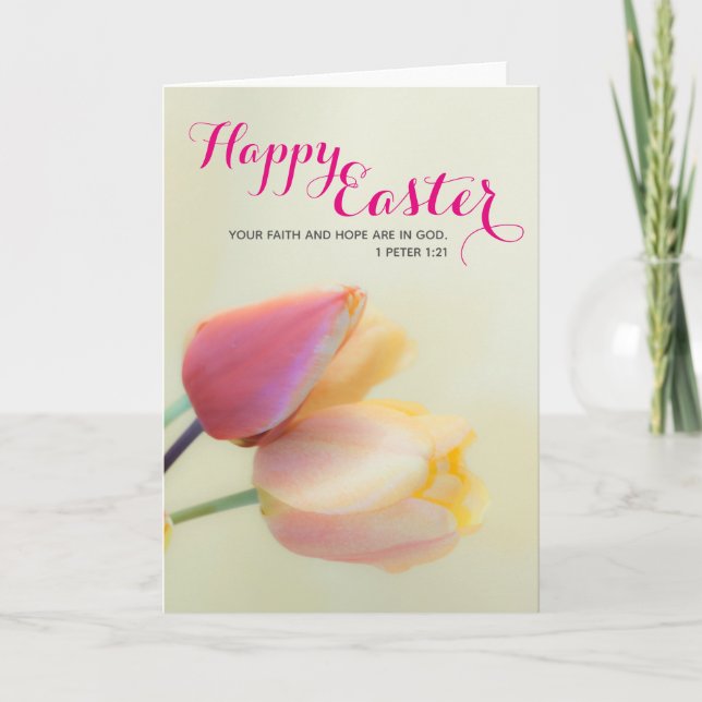 Carte Jolie Fleur Christian Joyeux Pâques (Devant)