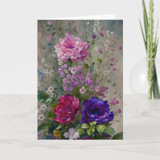 Carte Jolie Fleurs Bouquet Floral Art Note Card (Devant)