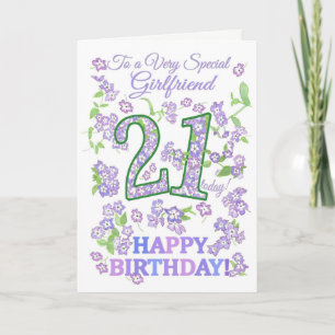 Carte Jolie Floral 21e anniversaire Special Girlfriend
