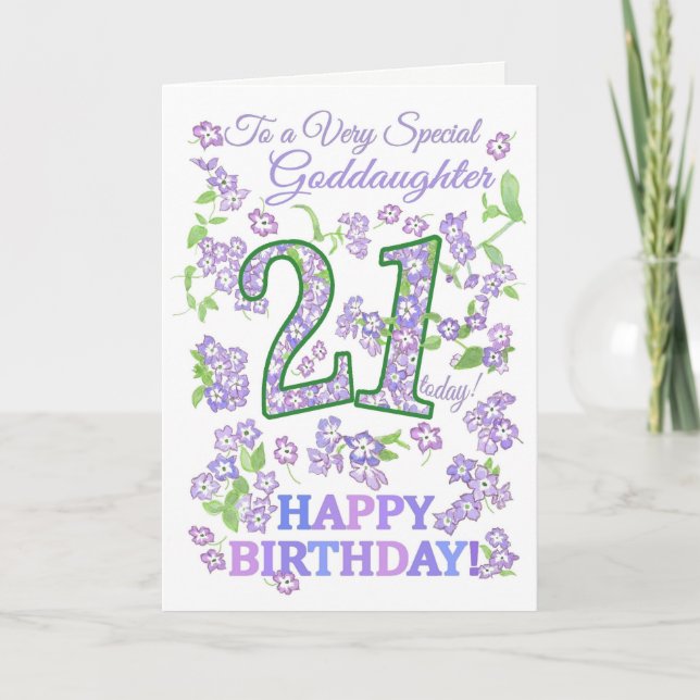 Carte Jolie florale 21e anniversaire Spécial Godgirl (Devant)