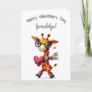 Carte Jolie girafe fantaisiste Joyuse Saint-Valentin