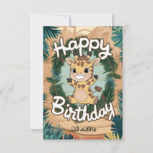 Carte Jolie Giraffe colorée Anniversaire