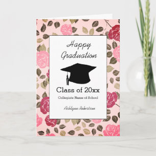 Carte Jolie graduation florale rose