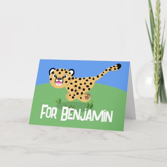 Carte Jolie guépard avec dessin animé (Devant)