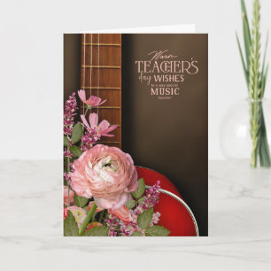Carte Jolie guitare Remerciement pour la fête des ensei