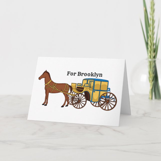Carte Jolie illustration de cheval et de calèche royale (Devant)