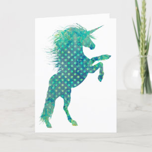 Carte Jolie licorne Boho dans les nuances de bleu, fête 