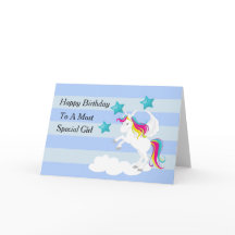 Jolie licorne et étoiles bleues