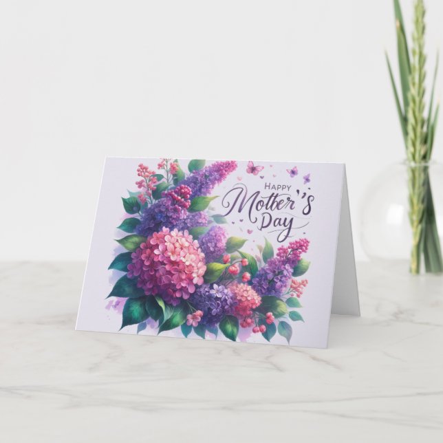 Carte Jolie Lilacs Fête des mères Floral "Maman" (Devant)