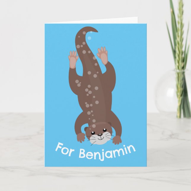 Carte Jolie loutre personnalisées dessin animé anniversa (Devant)