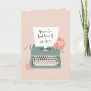 Carte Jolie machine à écrire et fleurs Meilleur type de