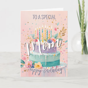 Carte Jolie maman heureux gâteau d'anniversaire de la ca