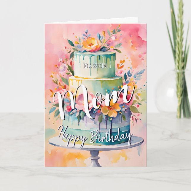 Carte Jolie maman heureux gâteau d'anniversaire de la ca (Devant)