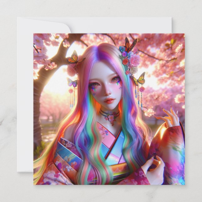 Carte Jolie Mystical Ethereal Femme aux papillons (Devant)