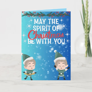 Carte Jolie paire de lutins de Noël pour les vœux de fêt