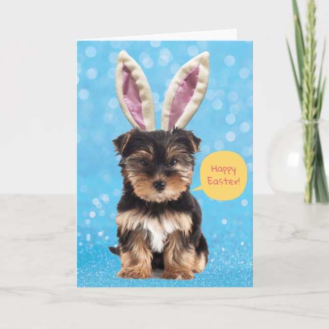 Carte Jolie Pâques De Votre Chiot Lapin Snuggle (Devant)