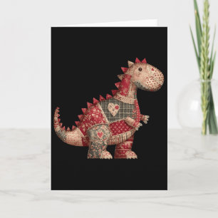 Carte Jolie Patchwork de coeurs de dinosaures de campagn