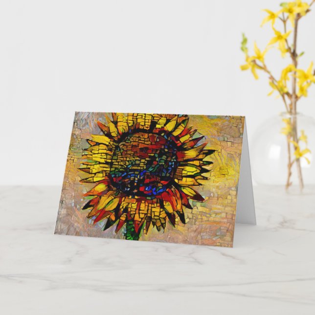 Carte Jolie peinture Abstraite de tournesol (Fleur jaune)