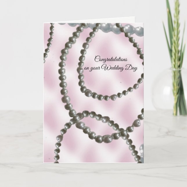 Carte Jolie Perles de mariage de jour de félicitations c (Devant)