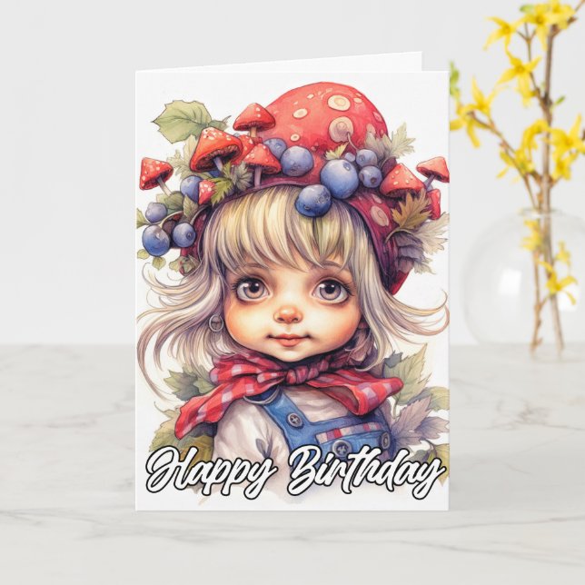 Carte Jolie Petite Fille de Ferme de Campagne (Fleur jaune)