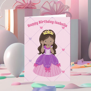 Carte Jolie princesse rose Personnalisée Hispanique Fill