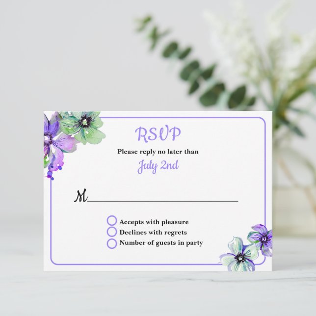 Carte Jolie réponse Mariage florale (Debout devant)