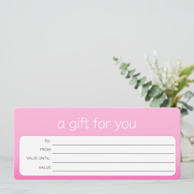 CARTE JOLIE ROSE BUSINESS LOGO RETAIL DON CERTIFICAT (Debout devant)