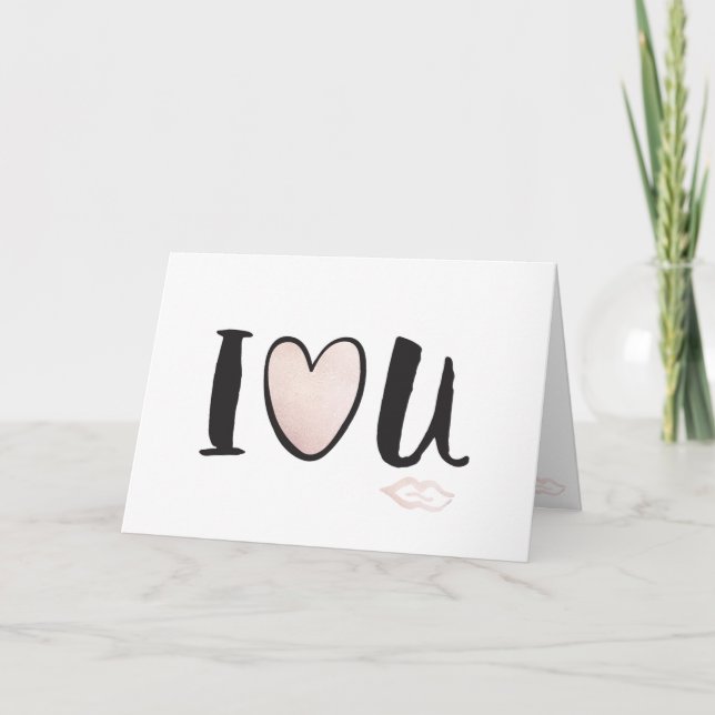 Carte Jolie Rose Gold Je T'Aime Bisou Saint-Valentin (Devant)