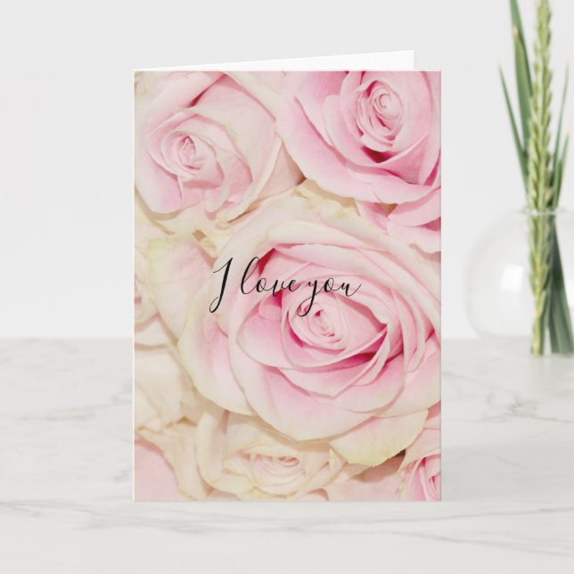 Carte Jolie rose Roses Blanches Aimer (Devant)