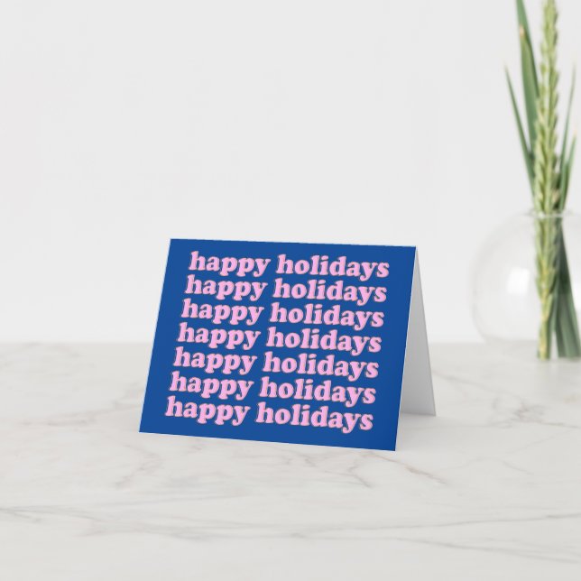 Carte Jolie typographie rétro rose et bleue pour les fêt (Devant)