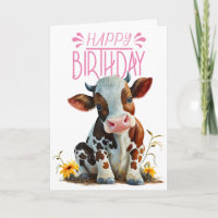 Jolie vache Anniversaire fille rose